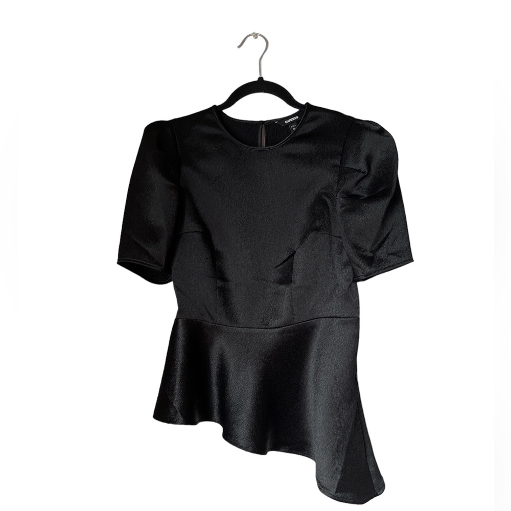 Express Peplum Silk Puffy Sleeves Top